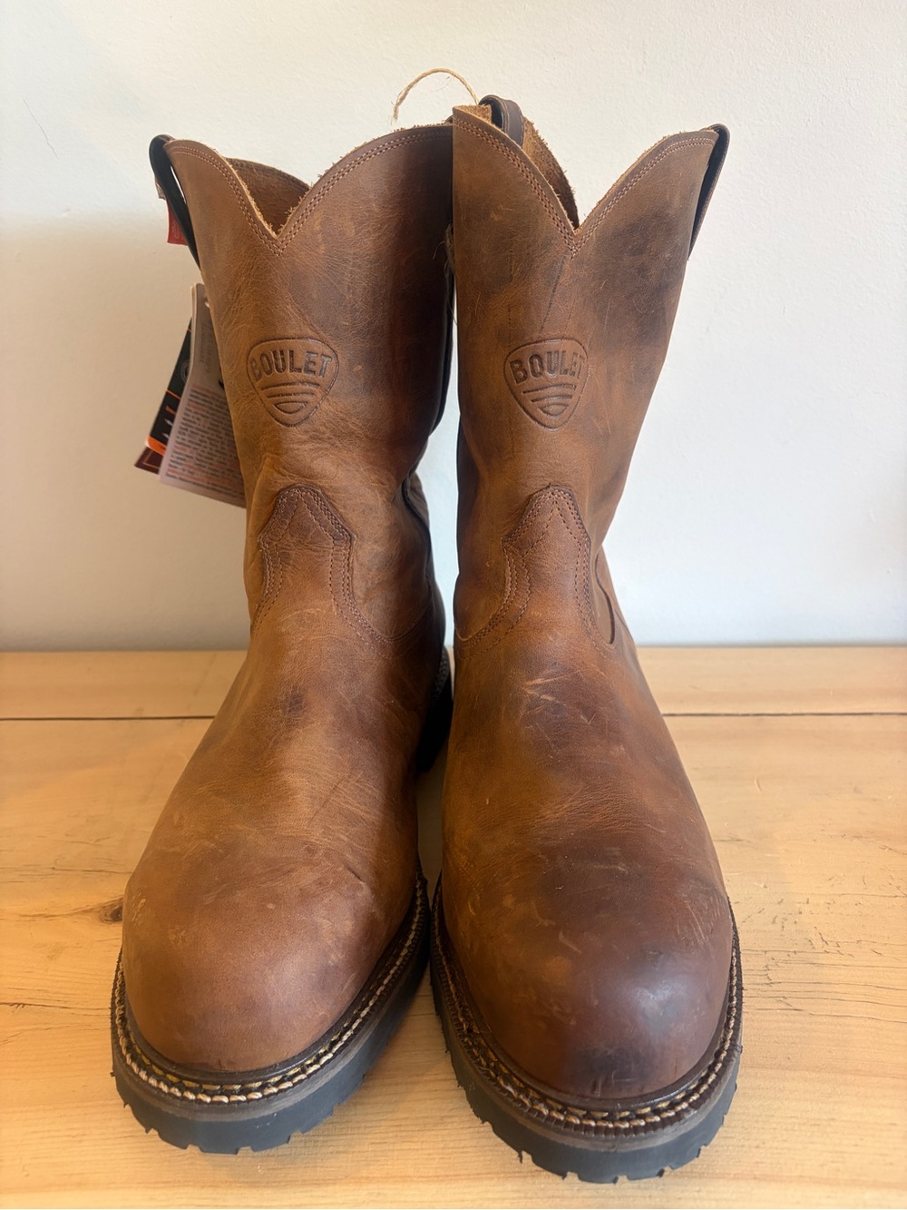 Brown Boulet Work Steeltoe Cowboy Boots for Men - Picture 4 of 14
